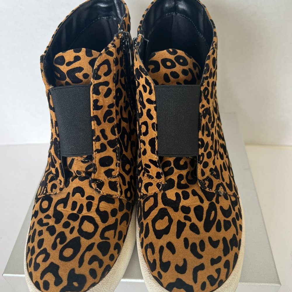 Qupid Leopard Print Platform Wedge Heels - image 1